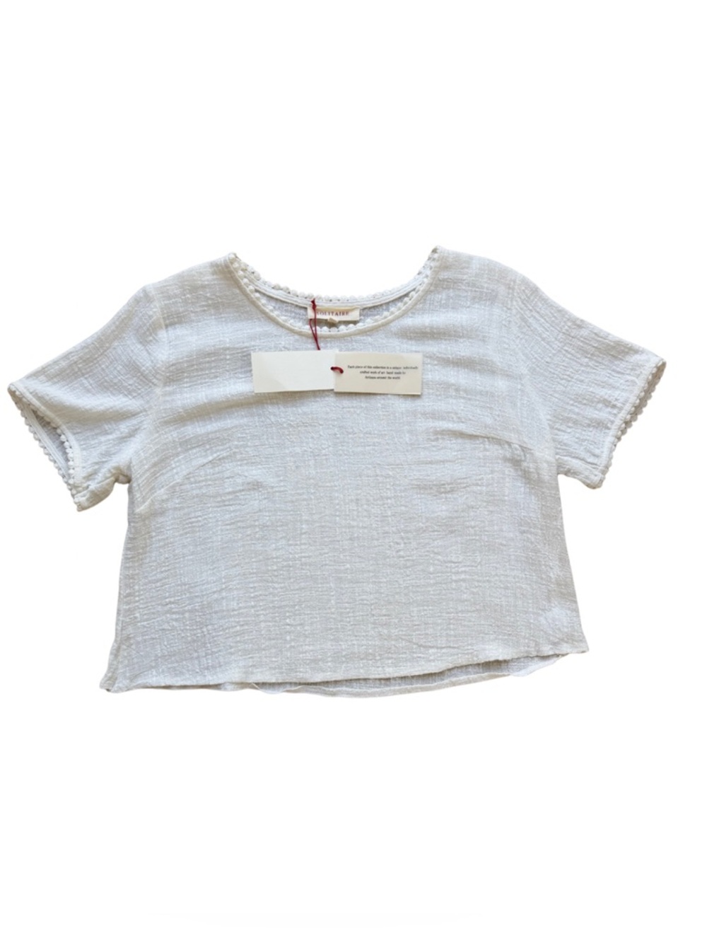 Solitaire White Textured Short-Sleeve Blouse